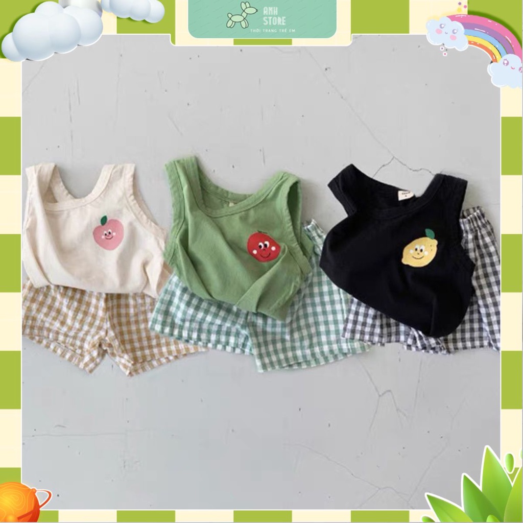 Bộ Quần Đùi Áo Ba Lỗ Trái Cây Cho Bé Trai Và Bé Gái Chất Cotton Thoáng Mát Thấm Hút Mồ Hôi Thời Trang Trẻ Em Anh Store