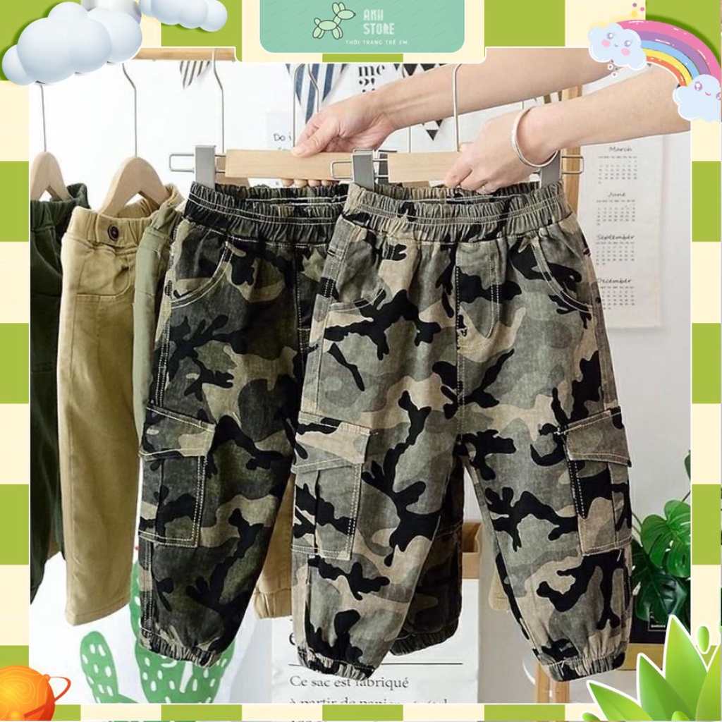 Quần Lính Camo Quần Dài Thô Chất Vải Cao Cấp Cho Bé Trai Từ 8kg Đến 32Kg Thời Trang Trẻ Em Anh Store