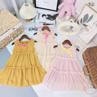 Váy/đầm xoè sát nách Minky Mom chất voan hạt mềm mịn cho bé gái