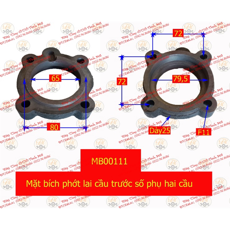Mặt bích phớt lai cầu trước số phụ hai cầu 3.5 tấn EQ240