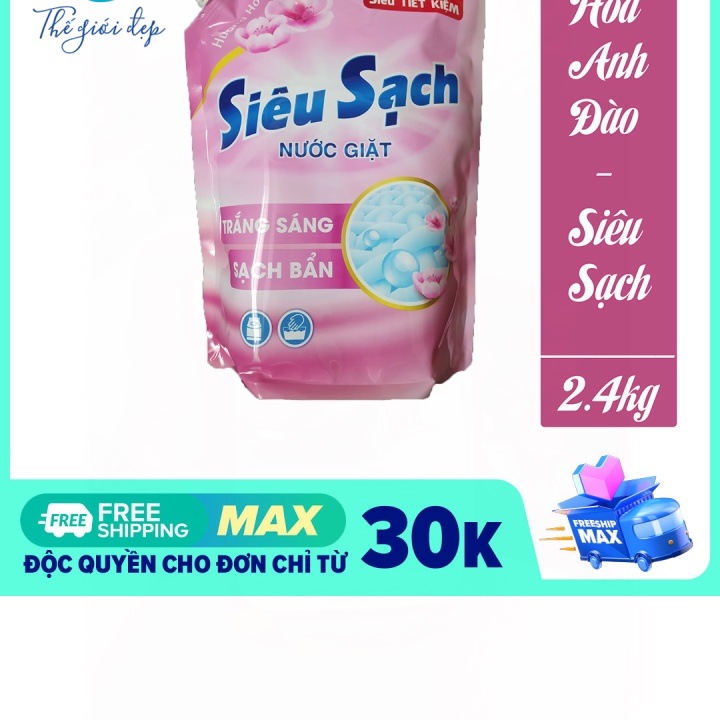 Túi Nước Giặt Lix Siêu Sạch Hương Hoa Anh Đào 2.4Kg - Tẩy Sạch Vết Bẩn Cực Mạnh