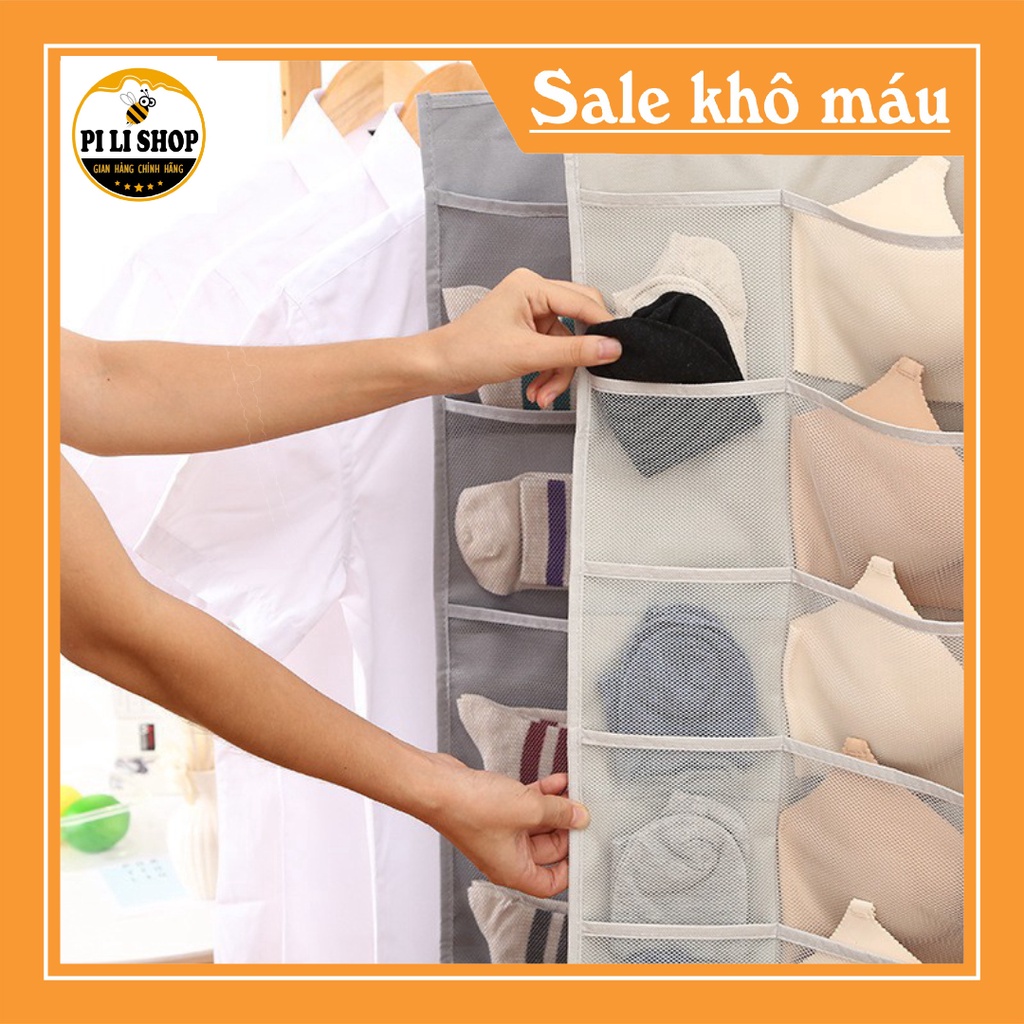 Túi vải treo đựng đồ lót 2 mặt, túi lưới đựng đồ cá nhân treo tủ quần áo - PiLi Shop