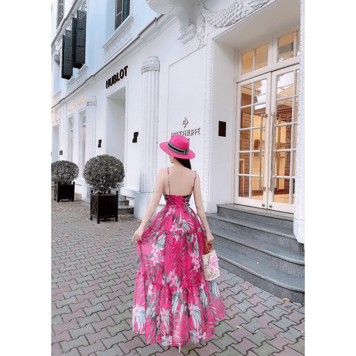 đầm voan hoa hai dây xinh mẫu mới đẹp như hình ld0323