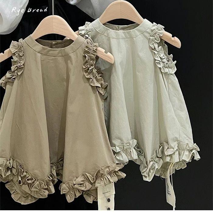 Đầm Không Tay Dáng Rộng Phong Cách Hàn Quốc Dành Cho Bé Gái