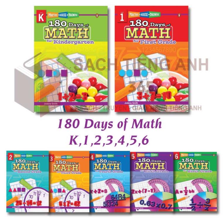 180 Day Math  - Từ Grade K đến Grade 6 (khổ A4)