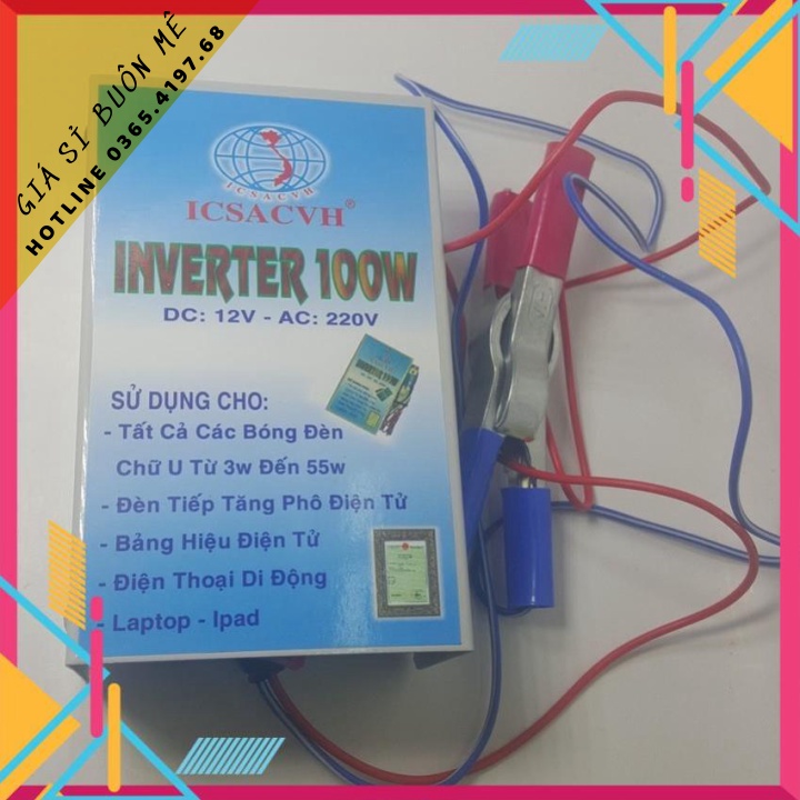 Bộ Đảo Điện Inverter 12V Ra 220V 100W -Mall-