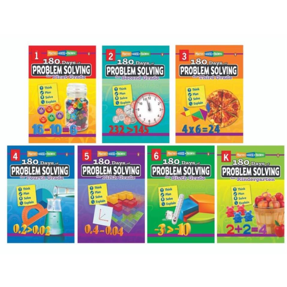 180 Days of Problem Solving  - Từ Grade K,1,2,4,5,6 (khổ A4)