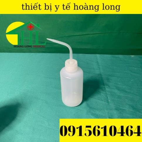 Bình tia nắp trắng, vòi cong, dung tích 1000ml, nhựa PP