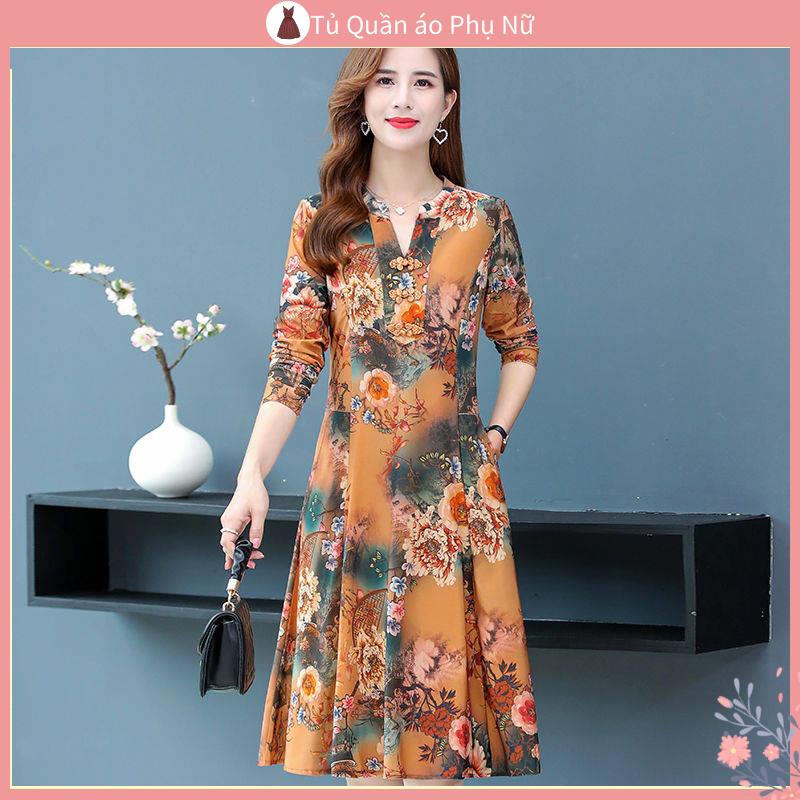 M Đầm Dài Vừa Vặn Mùa Thu Tay Dài Vừa Vặn Dễ Phối Đồ Cho Phụ Nữ Trung Niên Và Trẻ Em M Nhung D Ng N V / Y Bi N N / N / C Th / I Trang Mới
