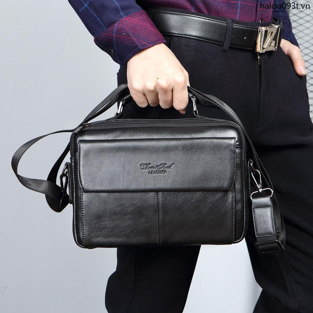 Túi Đeo Chéo Một Lớp Bằng Da Bò Thật Thời Trang Công Sở Dành Cho Nam B 33.3cm