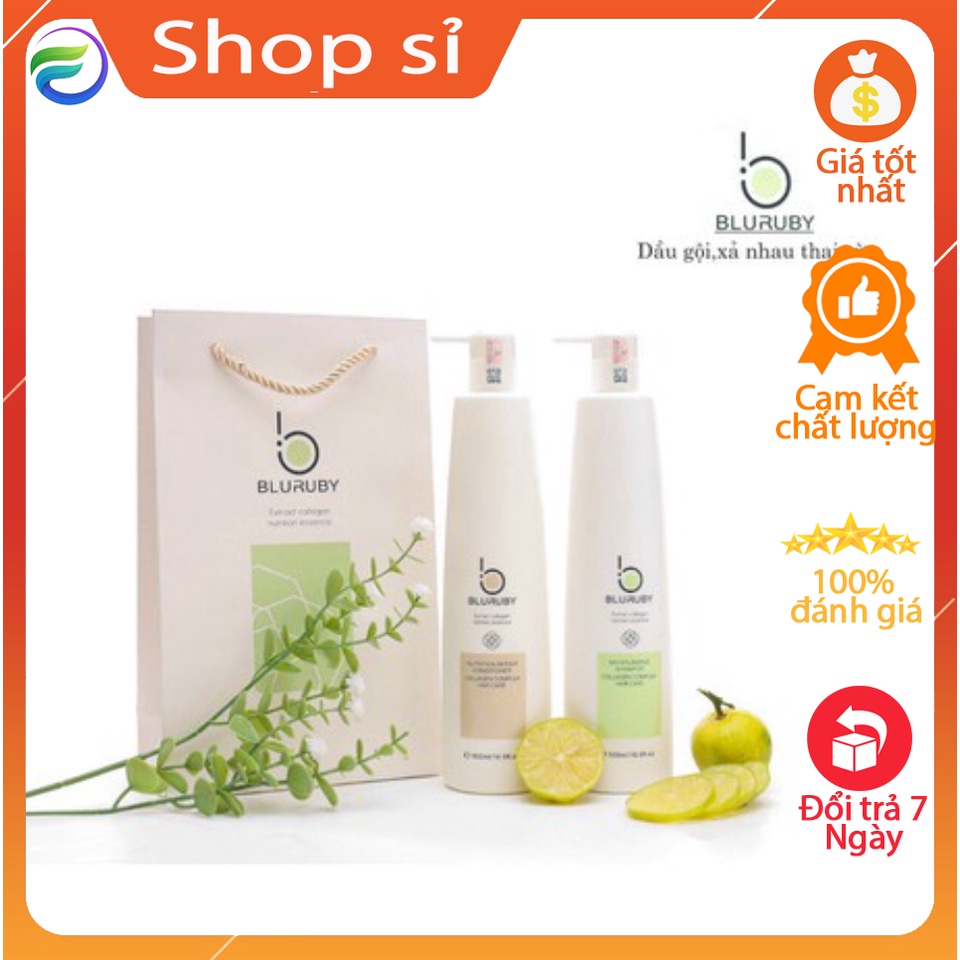 Bộ Gội Xả Nhau thai cừu BLURUBY (Hương nước hoa Pháp) 1000ml*2