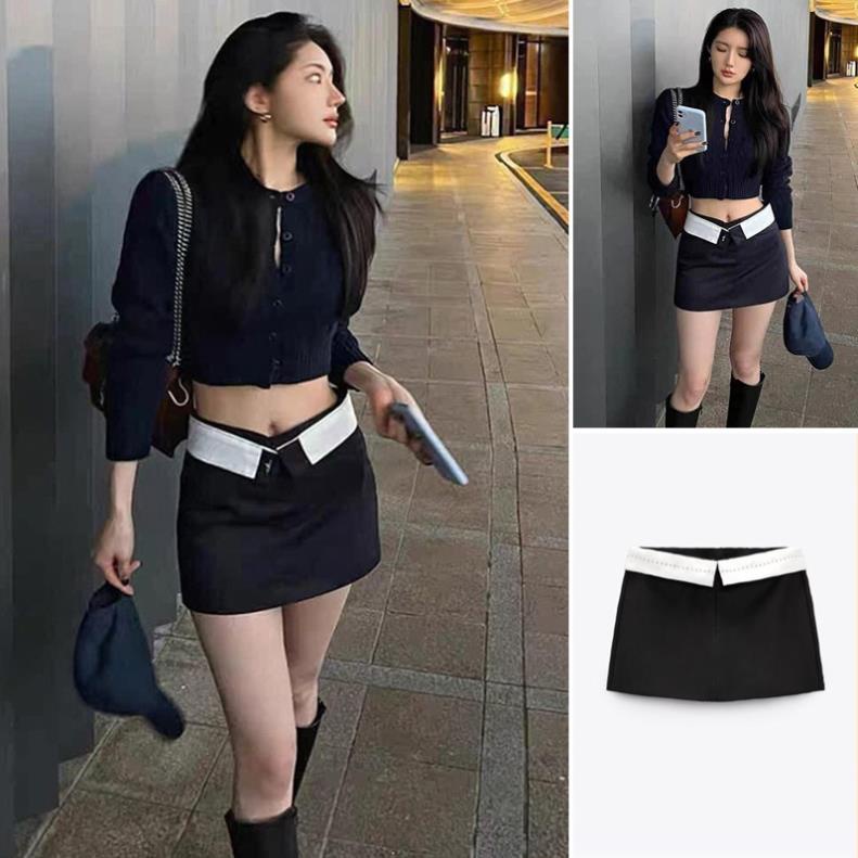 Zara Morocco full tag - Quần culottes Lưng Cao bẻ cạp Thời Trang Mùa Xuân YO40