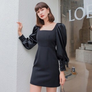 Váy công sở pha tay dài lụa bóng