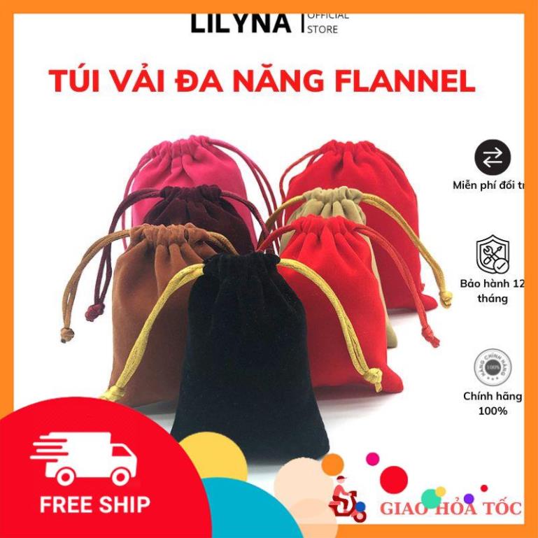 Túi vải Flannel đa năng đựng trang sức, phụ kiện, tai nghe, dụng cụ đồ trang điểm nhỏ gọn, vải đẹp dáng xinh