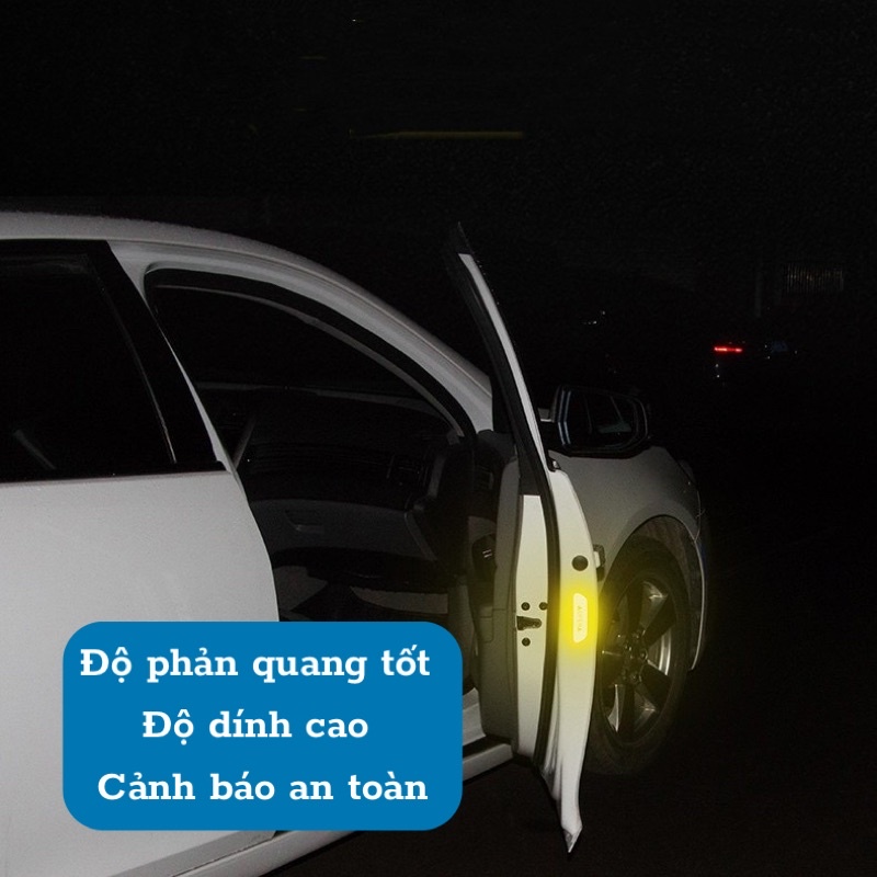 Decal phản quang cảnh báo mở cửa ô tô Combo 4 cái Chi Chi phụ kiện xe hơi