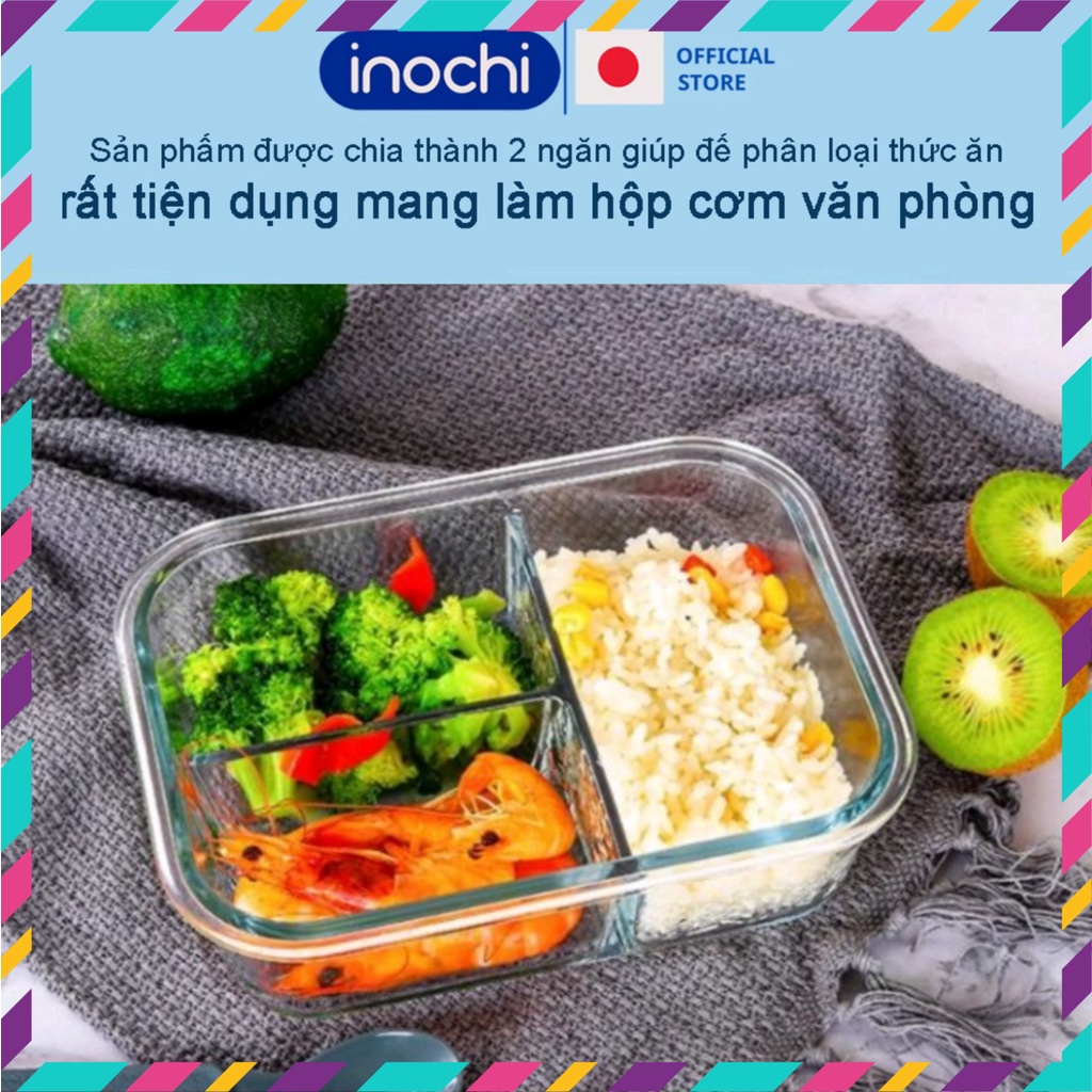 Thố thủy tinh Hộp đựng cơm thực phẩm cho dân văn phòng nội trợ để tủ lạnh kín khí 2 3 ngăn nikko inochi _SIEUGIARE89.VN