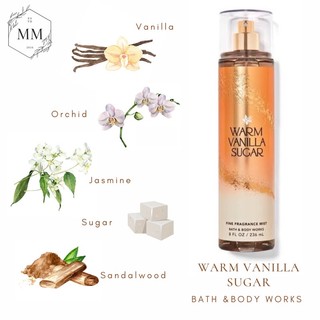 Warm Vanilla Sugar - Bộ sản phẩm Xịt thơm toàn thân gel tắm Bath Body Works body mist shower gel fullsize