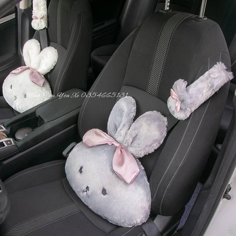 Gối Tựa Đầu Tựa Lưng Trên Ô Tô Hình Thỏ Bông Dễ Thương