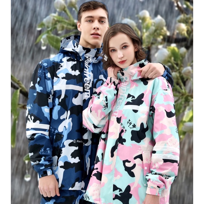 Áo mưa bộ người lớn chống thấm 98% 40-120kg vải dù 2 lớp dày dặn có phản quang bộ áo mưa đi tour đi phượt mũ liền, TQ01