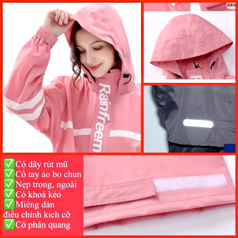 Áo Mưa Thời Trang Cao Cấp có phản quang Cỡ Đại 4XL,5XL_40-120kg Chống Thấm Nước TUYỆT ĐỐI Bộ Quần Áo Mưa Người Lớn TQ01