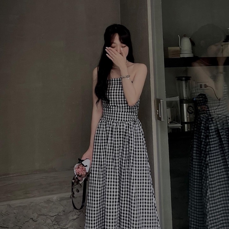 VÁY KẺ CARO CÚP NGỰC HÀNG QC L1