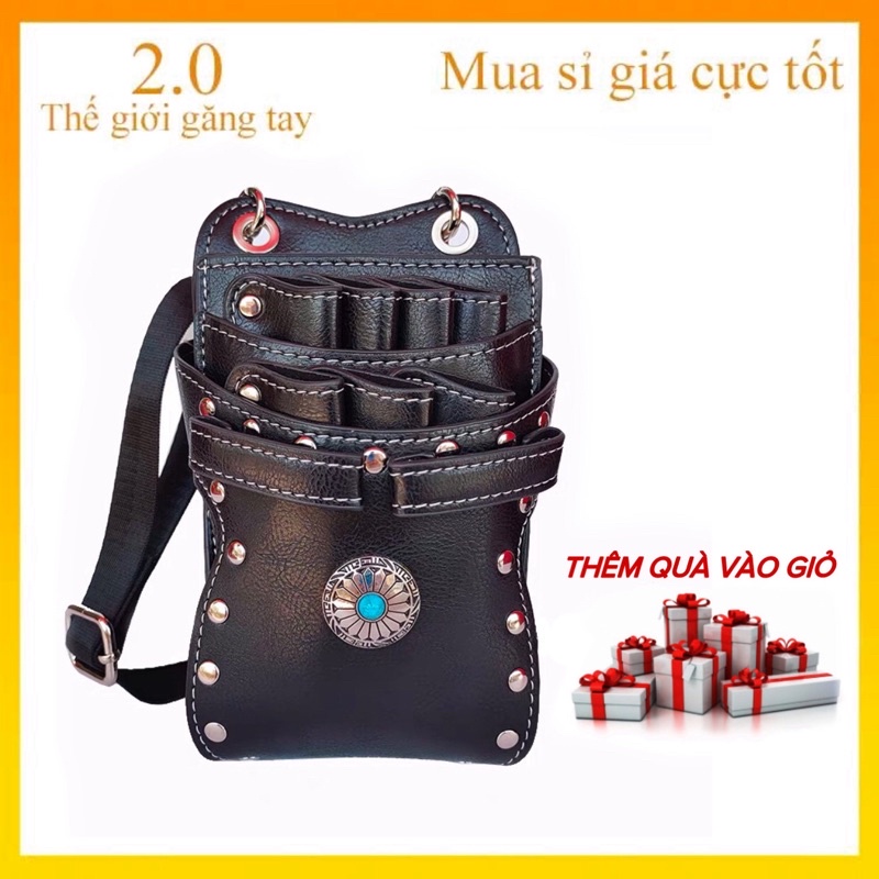 Túi Da Đựng Kéo và dụng cụ tóc 5 ngăn đựng chuyên nghiệp(chọn quà tặng để nhận lược)