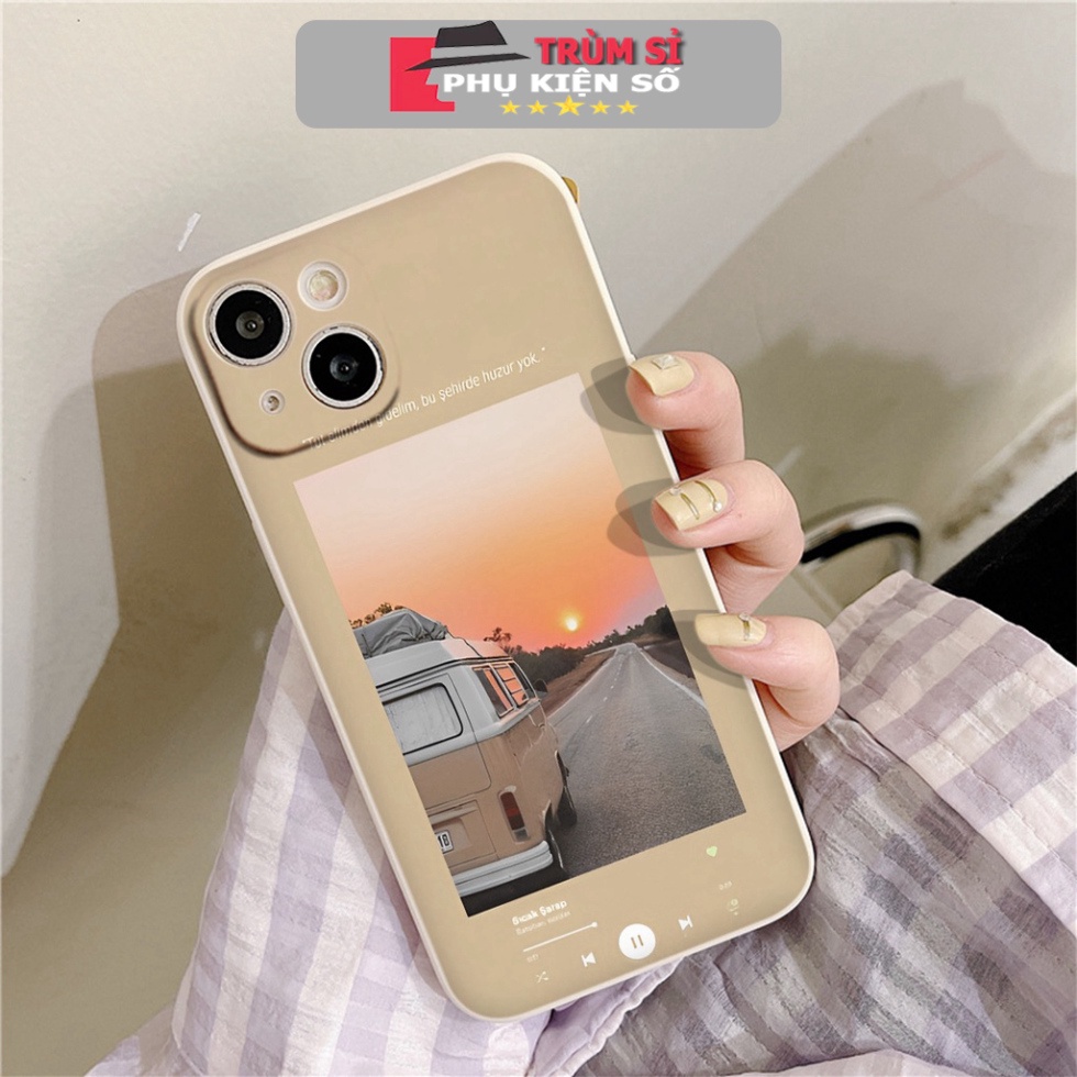 Ốp lưng Iphone viền vuông ô tô trên con đường hoàng hôn cho iphone 6/7/8Plus X XS xr xsmax 11/12/13/14pro promax e5409 T