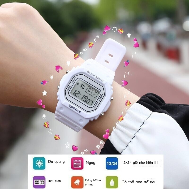 ✨Insins Influencer Đồng Hồ Điện Tử Màu Hồng Hoa Anh Đào Đơn Giản Chống Thấm Nước Phong Cách Harajuku Hàn Quốc Cho Nữ Sinh Trung Học