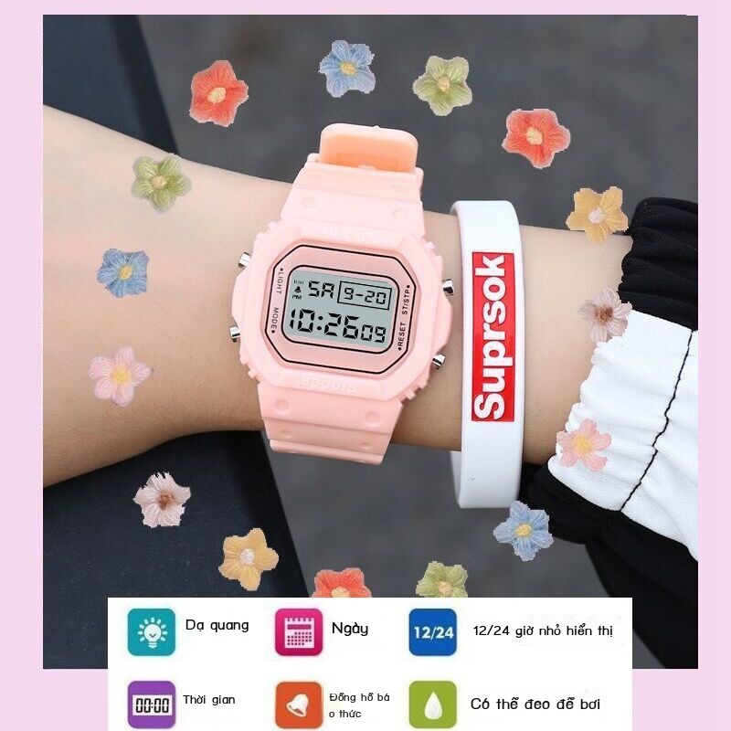 ✨Insins Đồng Hồ Đeo Tay Điện Tử Đèn led Đơn Giản Chống Nước Phong Cách Preppy Hàn Quốc Cho Nữ Sinh Trung Học Học Học Học Sinh Trung Học