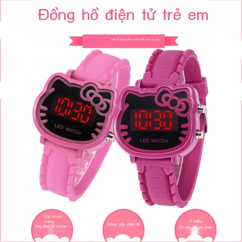 ✨Đồng Hồ Đeo Tay Điện Tử Hình Mèo Hoạt Hình Kiểu Hàn Quốc Đơn Giản Cho Bé Gái