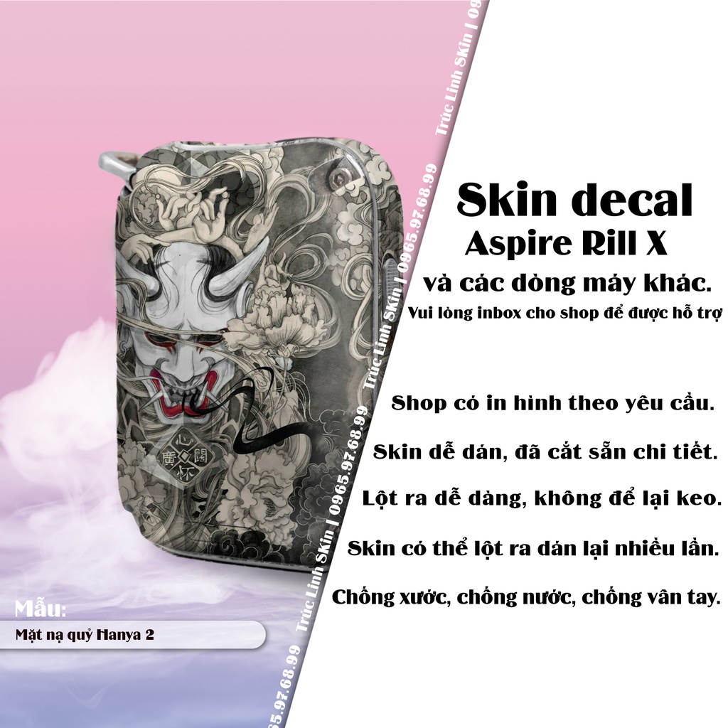 Skin decal dán Riil X mẫu Mặt nạ quỷ Hanya 2 (dễ dán, đã cắt sẵn)