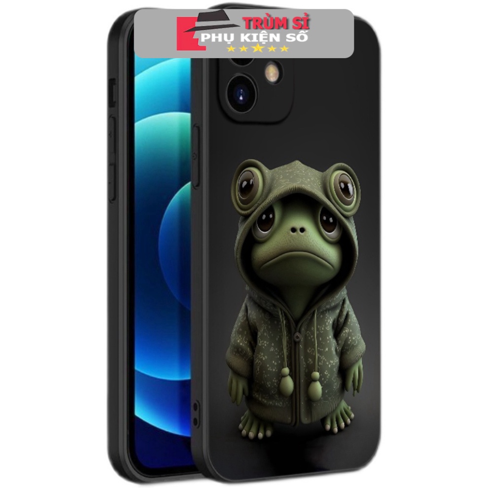 Ốp iphone vuông Ếch xanh mặc áo ếch xanh mặt xị 14 Plus/ 14 Pro/ 13/ 12 Pro Max 6 6s Plus 7 Plus 8 Plus xr xsmax q503 TS