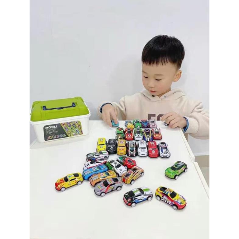 Set 30 Xe Hợp Kim Chạy Đà, Thùng 30 Xe Ô Tô Hợp Kim Chạy Đà Cho Bé