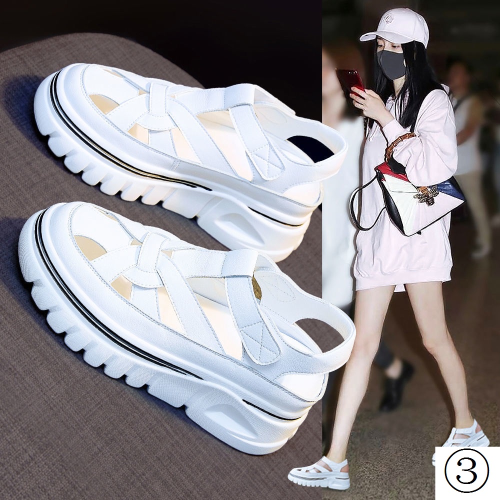 Giày Sandal Đế Dày Quai Dán Tăng Chiều Cao Phong Cách Thời Trang Mới 2022