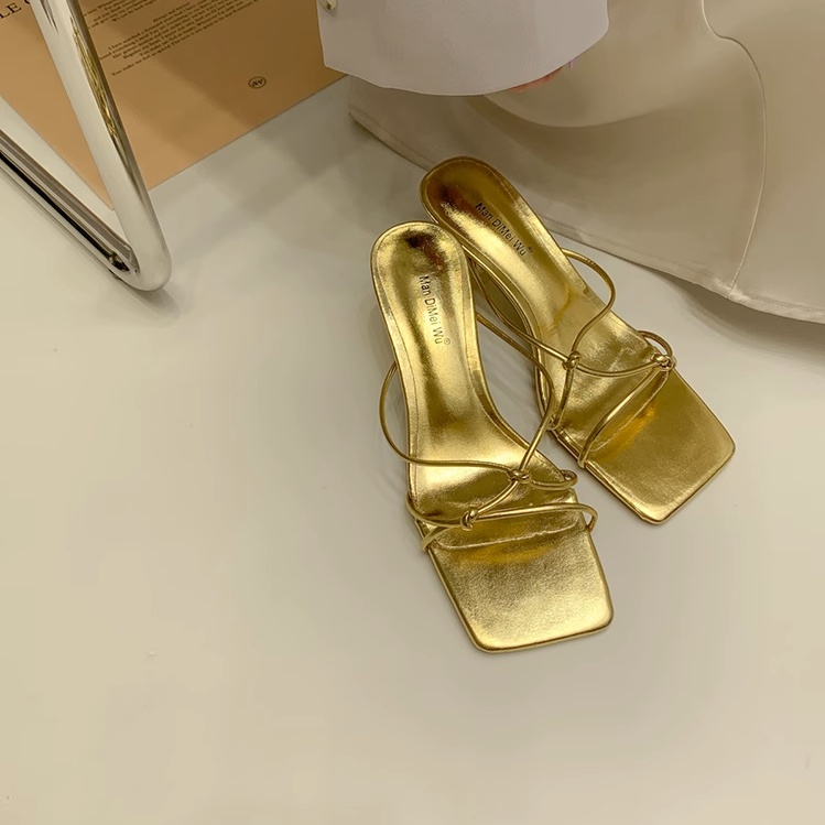 Ciliil Giày Cao Gót Mũi Nhọn Tráng Gương Màu Bạc Thời Trang Mùa Hè Hàn Quốc Dành Cho Bạn Nữ