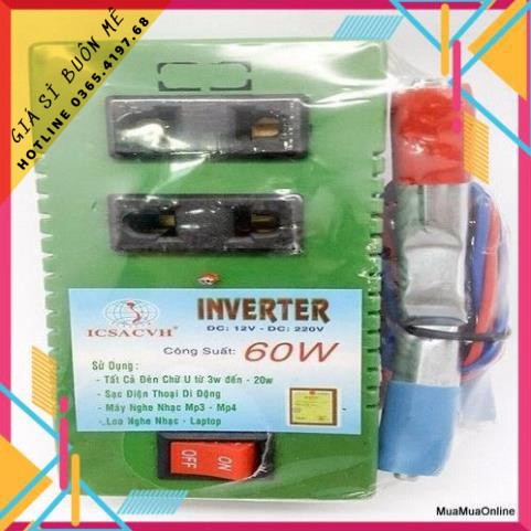 Bộ Đảo Điện Inverter 12V Ra 220V Công Suất 60W Cao Cấp -mall-
