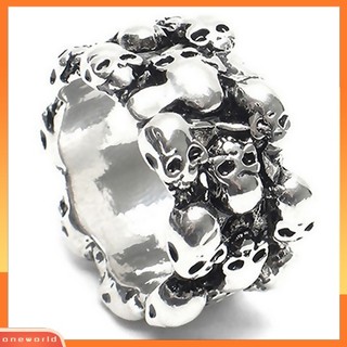 (oneworld) 1 Nhẫn Hình Đầu Lâu Bằng Thép Không Gỉ Phong Cách Gothic Punk Dành Cho Nam