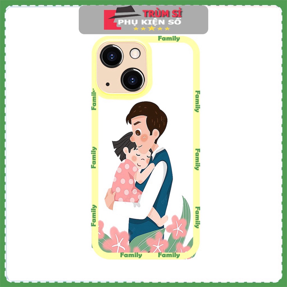 Ốp iphone gia đình Cha và con gái ốp vuông iphone Case 7+ 8 plus 12 Pro max 11 Pro X XS MAX XR 14 13pro promax TSPKS30