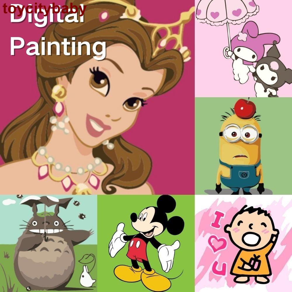 1 Bộ Tranh canvas 20x20cm Với Họa Tiết Dễ Thương Với Khung Gỗ Dùng Làm Quà Tặng Cho Bé