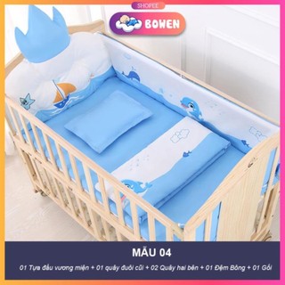 Đệm quây cũi cho bé trọn bộ, quây nôi cho bé chất vải thoáng mát thiết kế đáng yêu kích thước 116x68