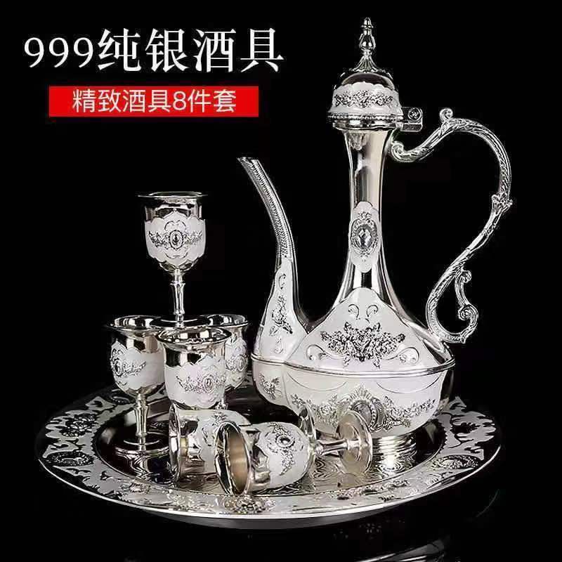 Bộ Ly Uống Rượu Vang Bằng Bạc Cao Cấp Phong Cách Châu Âu Cổ Điển