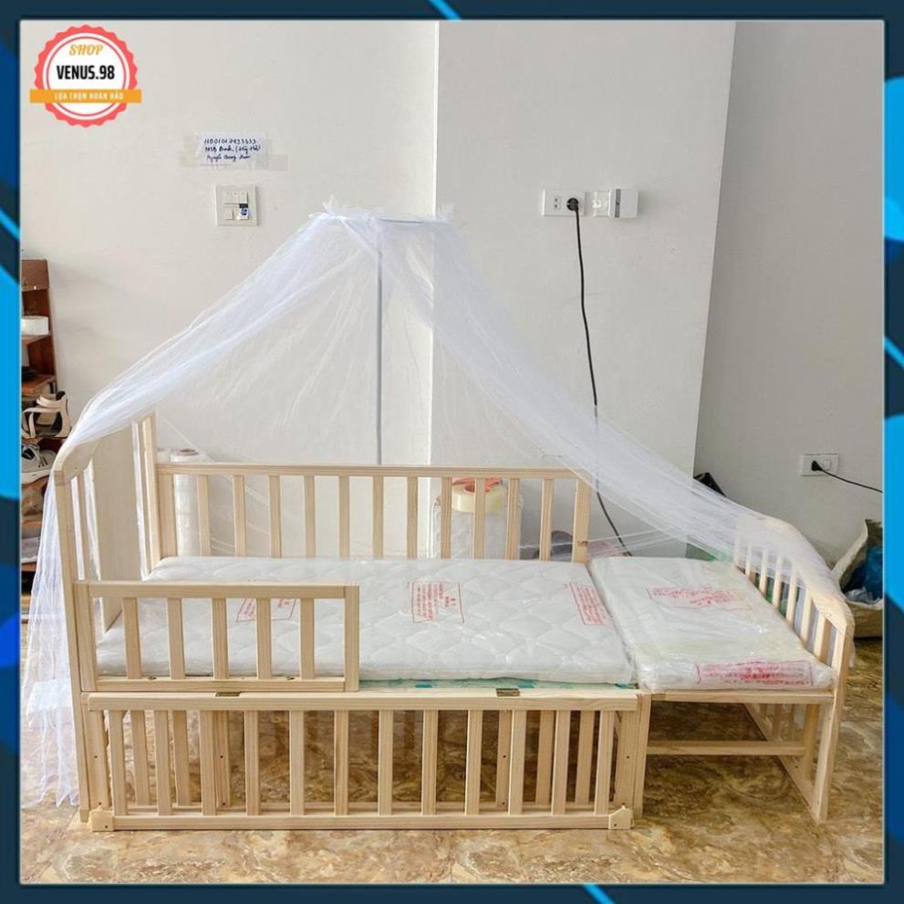 Cũi Gỗ Cho Bé Kéo Dài , Cũi 6in1 Cho Bé Gỗ Thông 6 Chức Năng Kích Thước 120x70x90cm