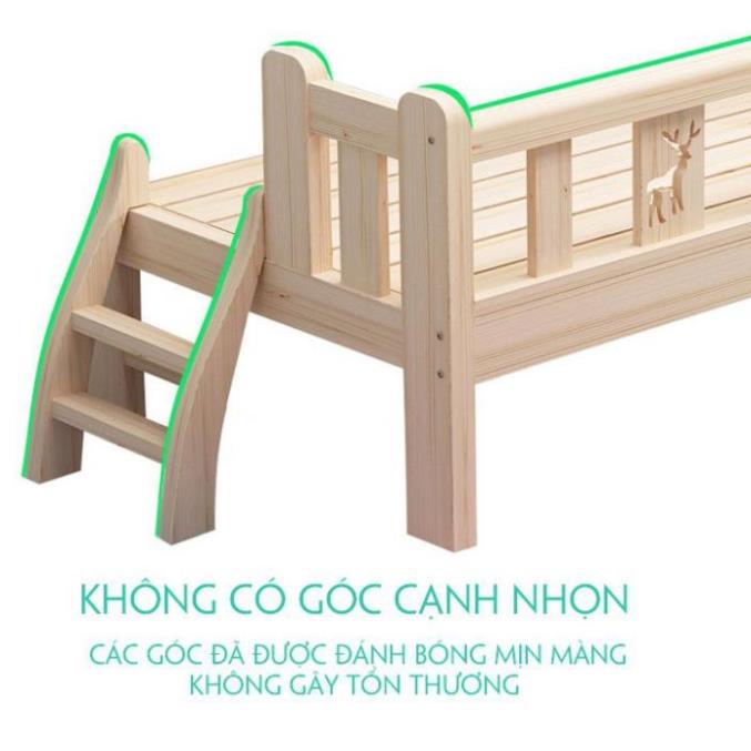 Giường Gỗ Cho Bé , Giường Ngủ Trẻ Em Gỗ Thông Tự Nhiên Kích Thước 150x70x40cm &128X60X40cm