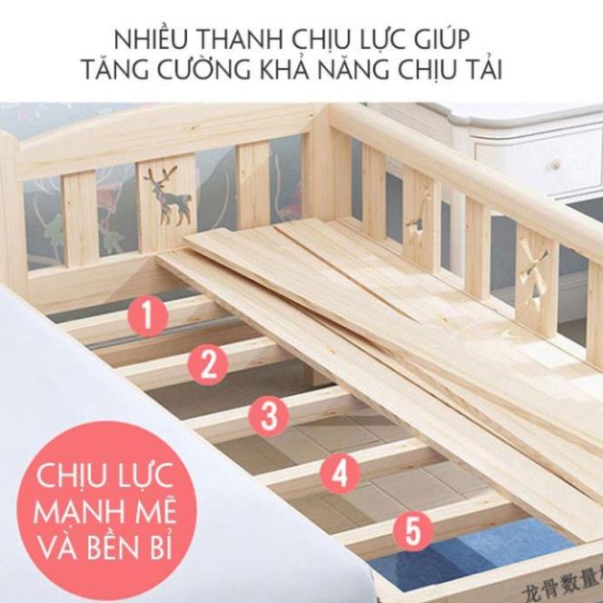 Giường Gỗ Cho Bé , Giường Ngủ Trẻ Em Gỗ Thông Tự Nhiên Kích Thước 150x70x40cm &128X60X40cm