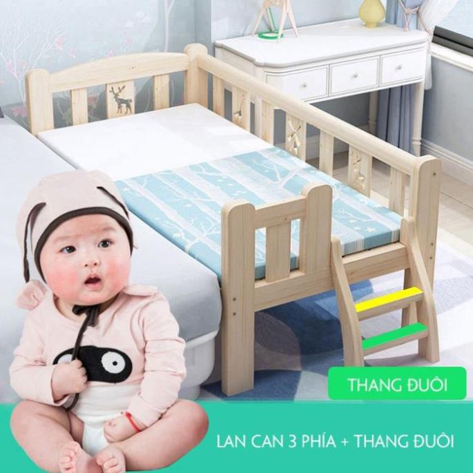 Giường Gỗ Cho Bé , Giường Ngủ Trẻ Em Gỗ Thông Tự Nhiên Kích Thước 150x70x40cm &128X60X40cm