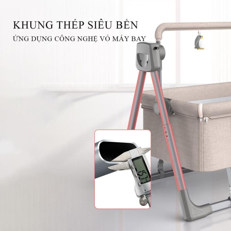 Nôi Điện Em Bé, Nội Điện Cho Bé Điều Khiển Từ Xa Có Bluetooth 106*62*80cm Kèm Màn Và Phát Nhạc
