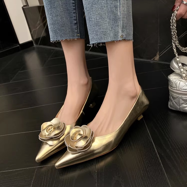 Giày Cao Gót Mũi Nhọn Màu Bạc Thời Trang Mới 2023 Cho Nữ