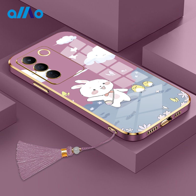 Ốp Điện Thoại Dạng Ba Lô Đính Hình Thỏ Có Tua Rua Cho Vivo V27 V27e V27 Pro Vivo V25 V25e V25 Pro Vivo Y100 5G Y56 Y55s 5G