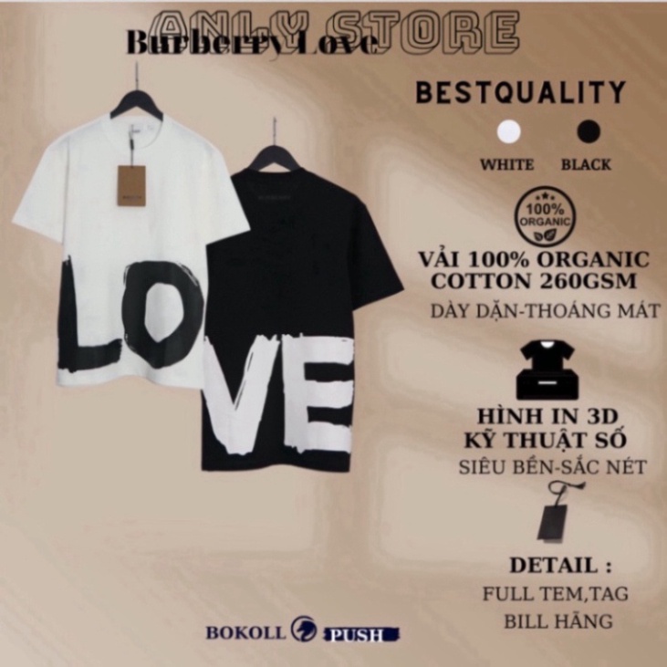 Áo phông nam nữ Burberry chữ LOVE áo phông cộc tay cổ hình tròn trụ chất vải cotton dày dặn | BigBuy360 - bigbuy360.vn