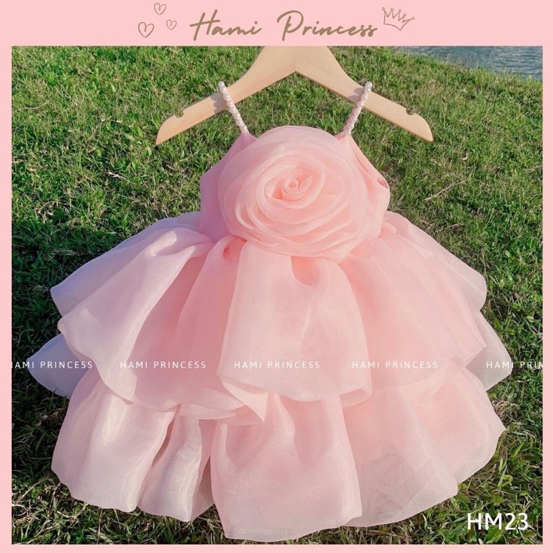 Váy Công Chúa Bông Hoa Hồng HM23 Cho Bé Gái HAMI PRINCESS ❤️ Tặng Kèm Phụ Kiện